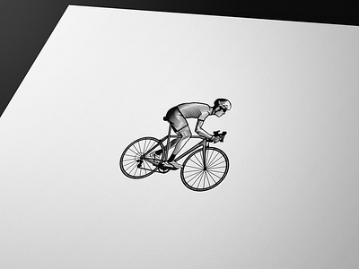 Biker Illustration bicycle bicyclist biker engraving illustration mock up scratchboard