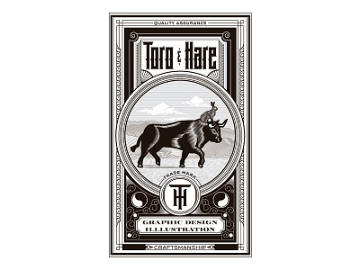 Toro and Hare Business Cards bull business cards engraving hare rabbit sanborn toro vector vintage