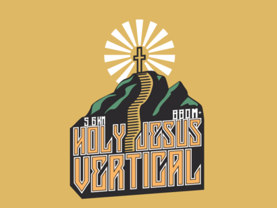 Holy Jesus Vertical Race badge running holy jesus mountains design illustration trail taiwan logo
