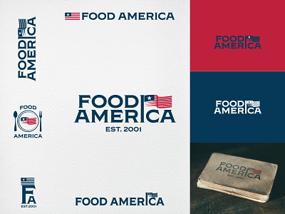 Food America america american flag american logo branding flag food linocut logo mock up monogram