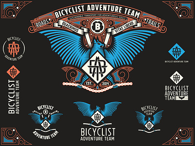 BAT: Bicyclist Adventure Team badge bat bat logo batch bicycle branding engraving illustration layouts logo logos monogram vector victorian vintage