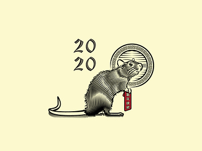 Year of the Rat 2020 2020 chinese chinese new year design drawing engraving illustration rat scratchboard taiwan vintage
