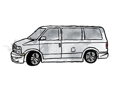 Watercolor Astro Van car illustration line paint van vehicle watercolor