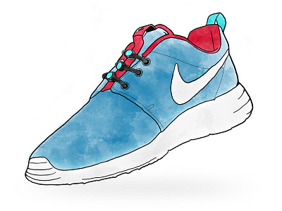 Nike Roshe Run - Watercolor Sneaker hickies illustration laces line nike roshe shoe sneaker texture watercolor