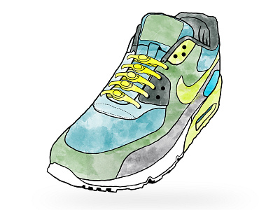 Nike Air Max - Watercolor Sneaker air max hickies illustration laces line nike shoe sneaker texture watercolor