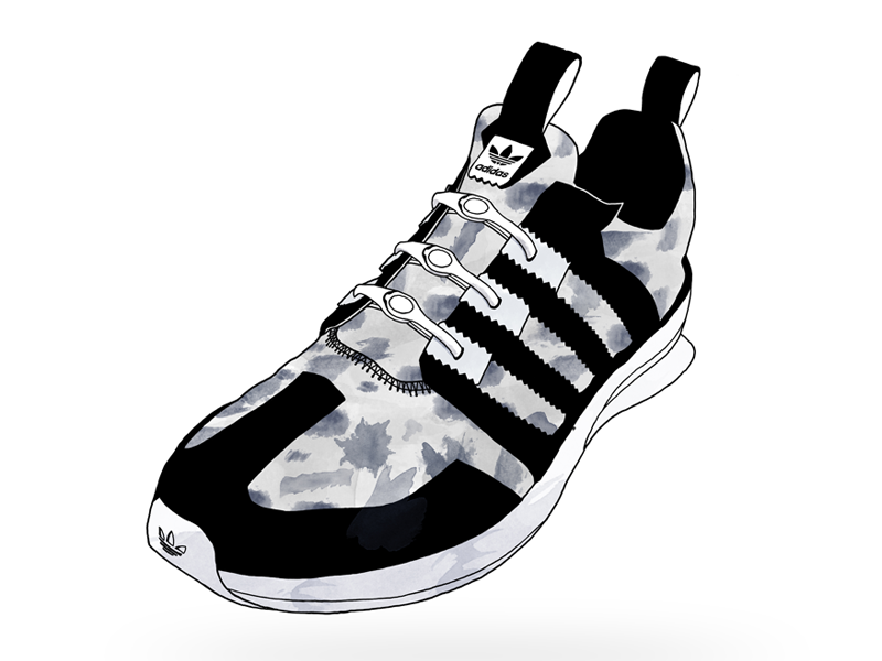 Adidas® SL Loop - Watercolor Sneaker adidas sl loop shoe illustration line sneaker laces watercolor texture hickies