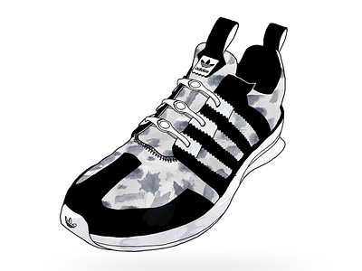 Adidas® SL Loop - Watercolor Sneaker adidas hickies illustration laces line shoe sl loop sneaker texture watercolor