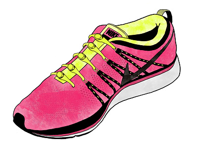 Nike Flyknit Lunar - Watercolor Sneaker flyknit flyknit lunar hickies illustration laces line lunar nike shoe sneaker texture watercolor