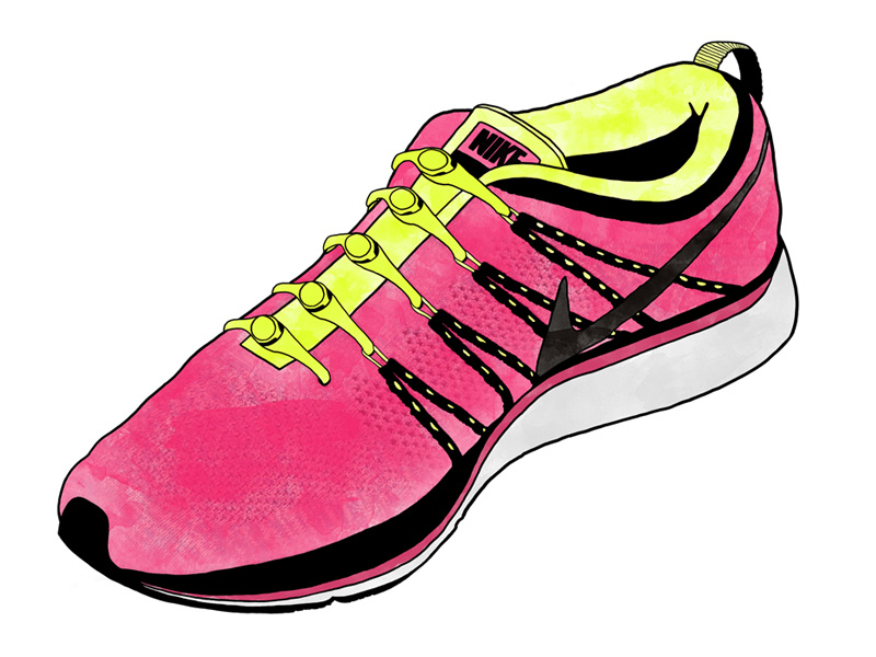 Nike Flyknit Lunar - Watercolor Sneaker nike flyknit lunar flyknit lunar shoe illustration line sneaker laces watercolor texture hickies