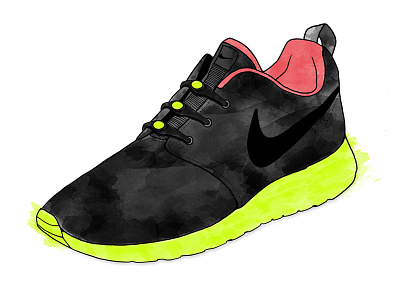 Nike Roshe Run (Yeezy 2 Inspired) - Watercolor Sneaker hickies illustration kanye laces line nike roshe run sneaker texture watercolor yeezy