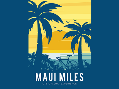 Maui Miles 2d clean cycling cycling experience design graphic design illustration maui miles modern poster design simple tour travel