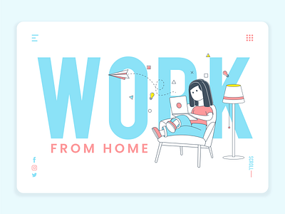 Work From Home 2d branding clean covid effect design graphic design illustration lockdown effect logo maintain distance modern remote job simple ui vector work from home