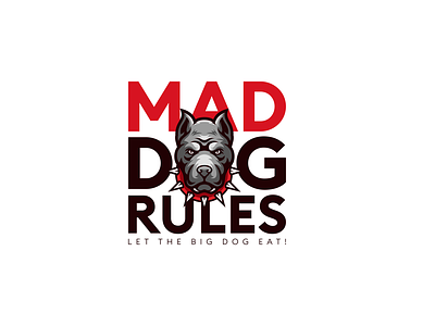 Mad Dog Rules 2d branding clean design dog graphic design icon illustration logo mad dog rules minimal modern pitbull restaurant logo simple typography vector