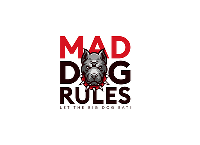 Mad Dog Rules 2d branding clean design dog graphic design icon illustration logo mad dog rules minimal modern pitbull restaurant logo simple typography vector