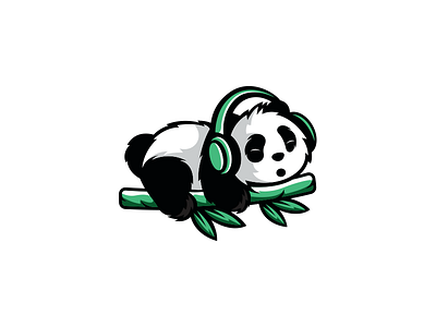 Vibing Panda 2d animal bamboo branding cartoon character clean cute design illustration logo mascot modern panda simple vector vibing panda