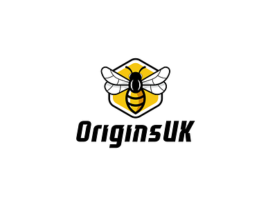 OriginsUK 2d bee branding bumble bee clean design esport hexagon illustration insect logo modern originsuk simple streamer twitch vector