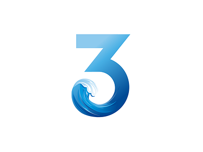 Water wave 3 blue logo logo alphabet ocean three wave