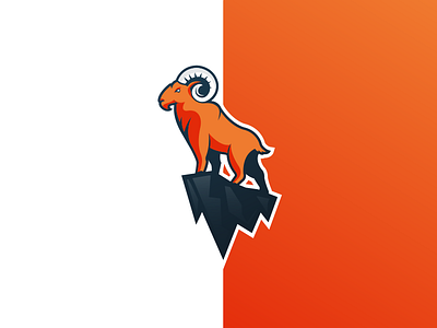 MIGHTY RAMS 2d animal blue branding clean climb dark blue geometry hill logo mighty minimal modern orange rams rock simple strong white