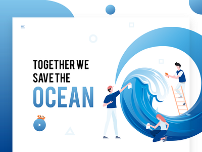 Save The Ocean awareness clean ocean climate change crabs fish illustration landing page landing page design ocean ocean life plastic pollution save life save the ocean save the sea together water pollution