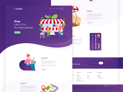 Pro Shopper branding cart clean design international landing page design payment pro responsive layout shopper shopping track ui ux user friendly user interface design website website design