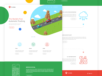 Track Auto clean green hill illustration landing page landing page design landscape minimal modern red track car track vehicle ui ui ux user interface design