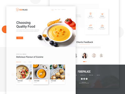 Food Palace clean dish food landing page landing page design minimal modern modern art orange restaurant restaurant landing page ui