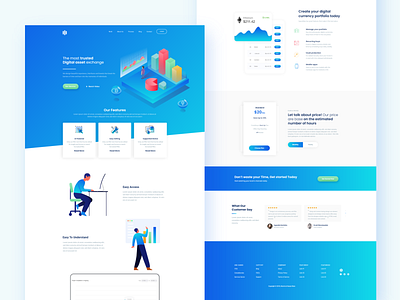 Cryptoplay 2d blue branding clean flat icon illustration landing page landing page design modern simple ui ui ux user interface design website