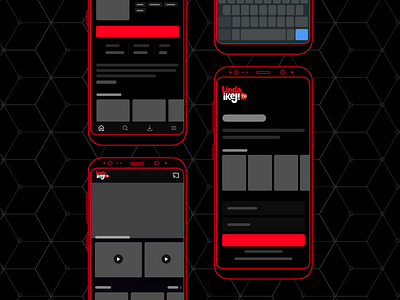 Wireframe for Linda Ikeji button clean dark flat icon interface login player tv ui wireframe