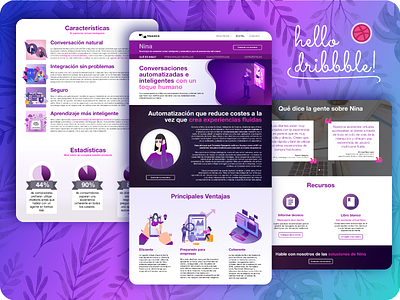 Nuance Nina Landing Page debuts debutshot digitalsolutions graphic design illustration nina pink ux ui violet web