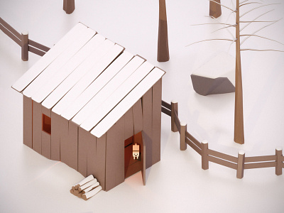 Winter Hut 3d lowpoly