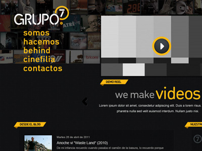 Grupo 7 demo reel grupo 7 home page menu photography video web web design