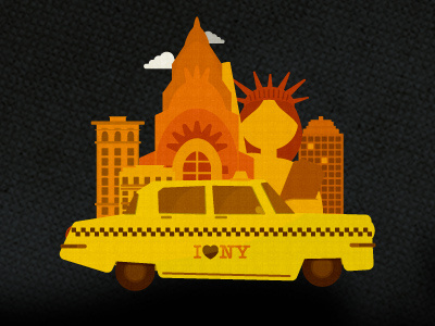 New York black building cab car city clouds liberty liberty state new york statue taxi windows yellow