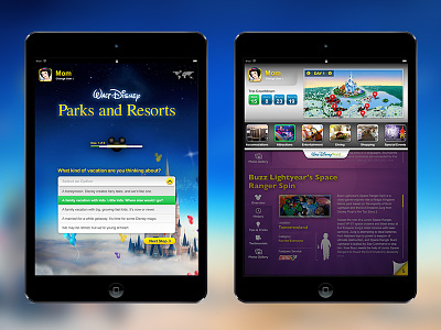 Disney : Parks & Resorts Planner App app design art direction disney interaction design planner app product design tablet design uiux user experience