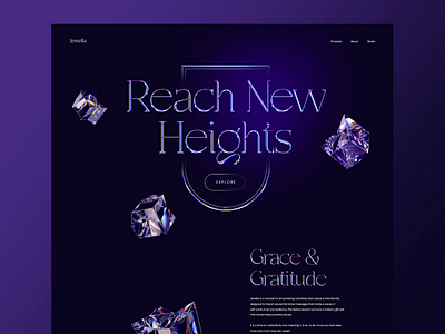 Jewella Website Concept 3d brilliant chrome dark theme dark ui glass jewelery luxury motion design perspective perspectives typography ui ui design ux ux design web web design web interface website design