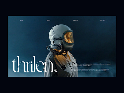 Thrilen® Website after effects animation astronaut cosmos dark ui design digital studio minimalism portfolio website smoke space ui ui design ux ux design website white