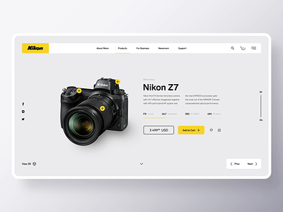 Nikon Shop Concept animation camera design grey minimalism nikon rebrand shop ui ux web website yellow z6 z7