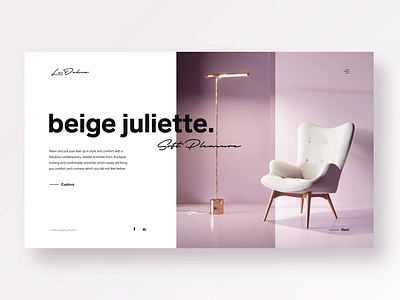 Le Délice Agency animation armchair chair design furniture minimalism pink transition ui ui design ux ux design violette webdeisgn website white