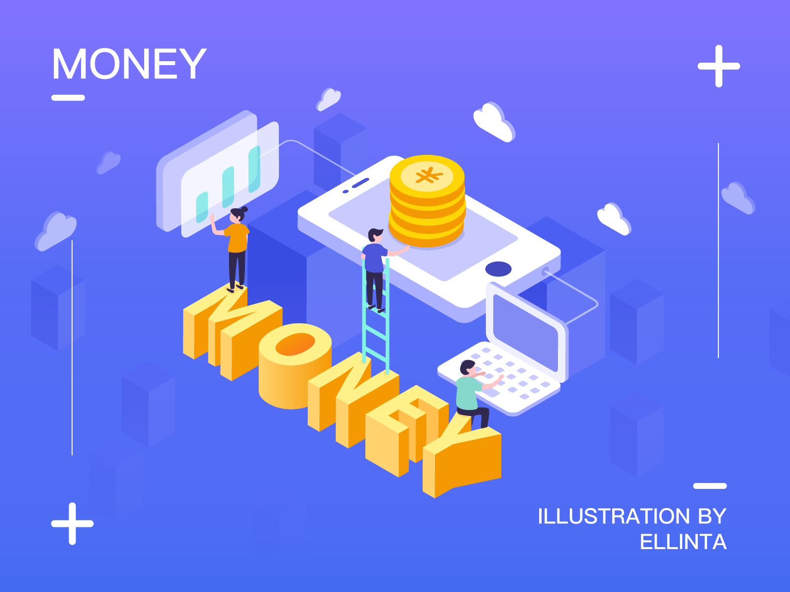 2.5d Financial illustration by Ellinta on Dribbble