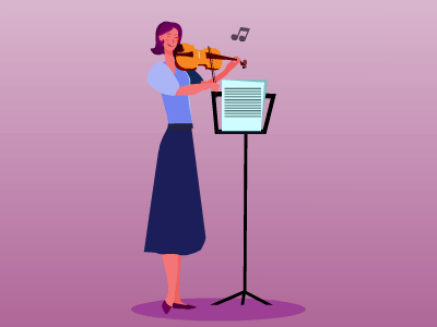 VIOLIN PLAYING animation best gif illustration loop animation music notes simple vector