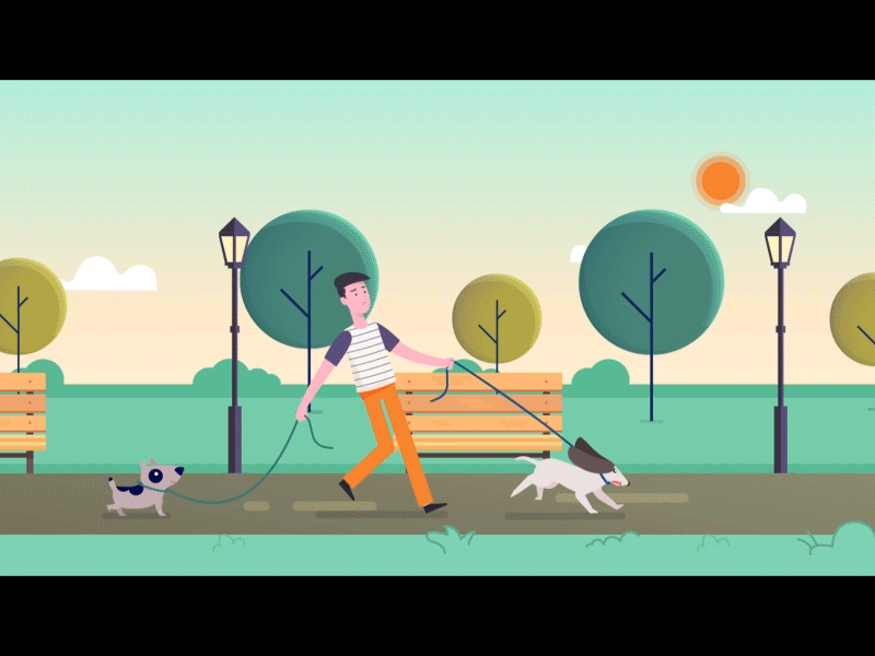 Here Comes the First Shot:) animation characteranimation dogwalk eveningwalk garden pets sunset