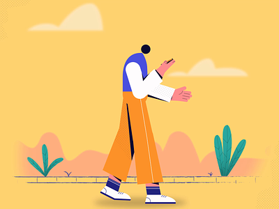 Happy Walk !!! 2d after effects animation character animation design flat design happiness happy illustration motion graphics phone trees walk walk cycle walking