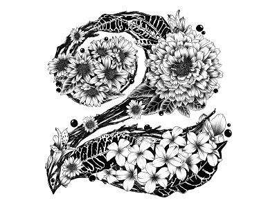 Floral #2 design illustration lettering number