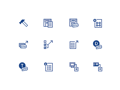 Icons for a Process Application blue flat illustration icons minimal user interface