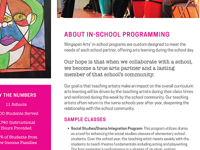In-School Program Info Sheet arts children community education school
