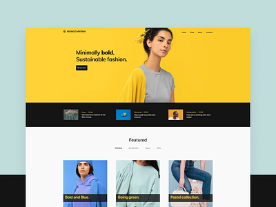 Monochroma bold bold colors clothing colorful colorfull ecology ecommerce fashion grey landing page modular design monochrome pantone pastel sections store sustainable yellow