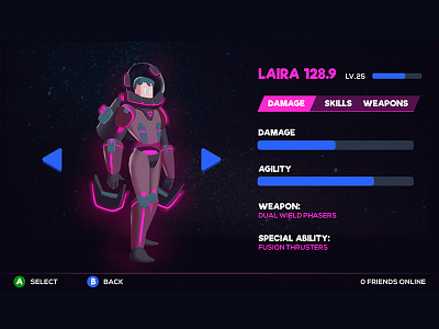 Space Robot Character Selection Screen