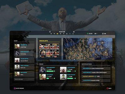 Far Cry Team Hub Concept far cry 5 game design interaction design ubisoft ui user experience user interface ux
