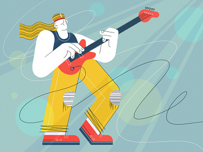 Bass Guitarist character character design guitar guitarist illustration procreate rock rockstar ui