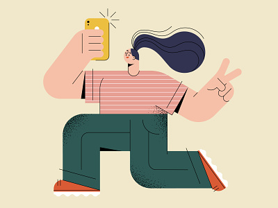 Selfie character character design free girl illustration phone selfie ui vector vector illustration