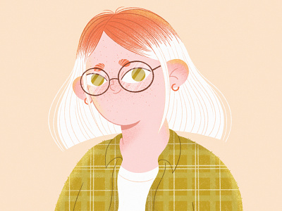 This is me 2d blond character character design character illustration freckles ginger girl glasses illustration illustration art mobile people portrait procreate self portrait texture vector web illustration